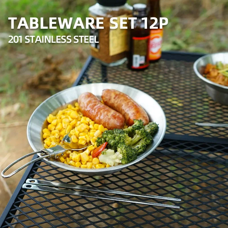 Набор портативной посуды из 12 – обзор и цена Camping Cooking Dining Set