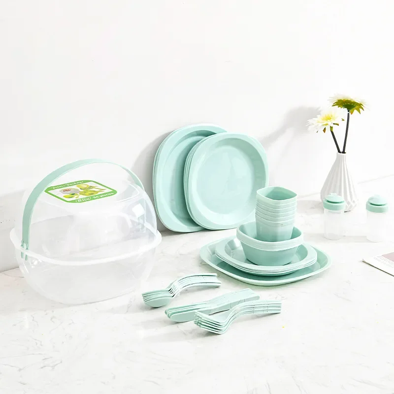 Набор портативной пластиковой  – обзор и цена Camping Cooking Dining Set